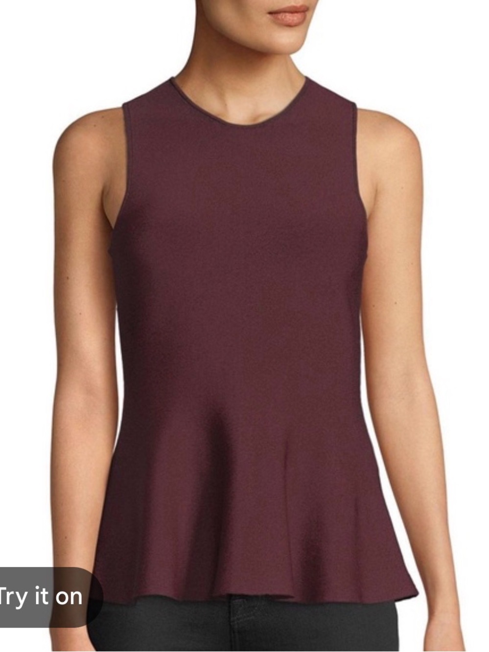 Theory Sleeveless Ponte Peplum Top in Burgundy Merlot Sz S B135